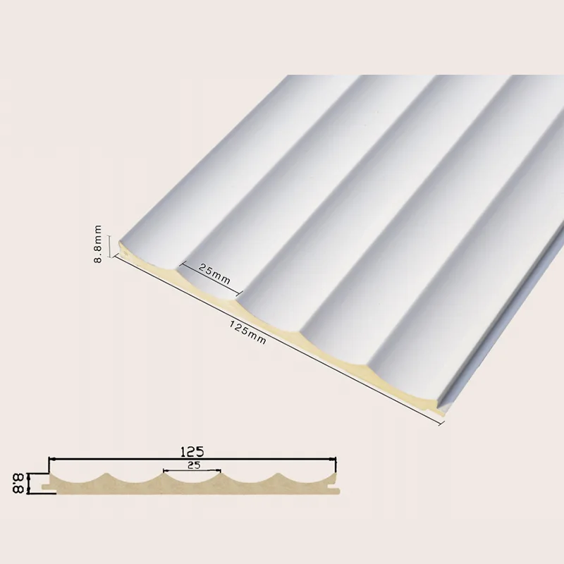 125 Massives, versenktes, geriffeltes Wandpaneel mit 5 Gittern